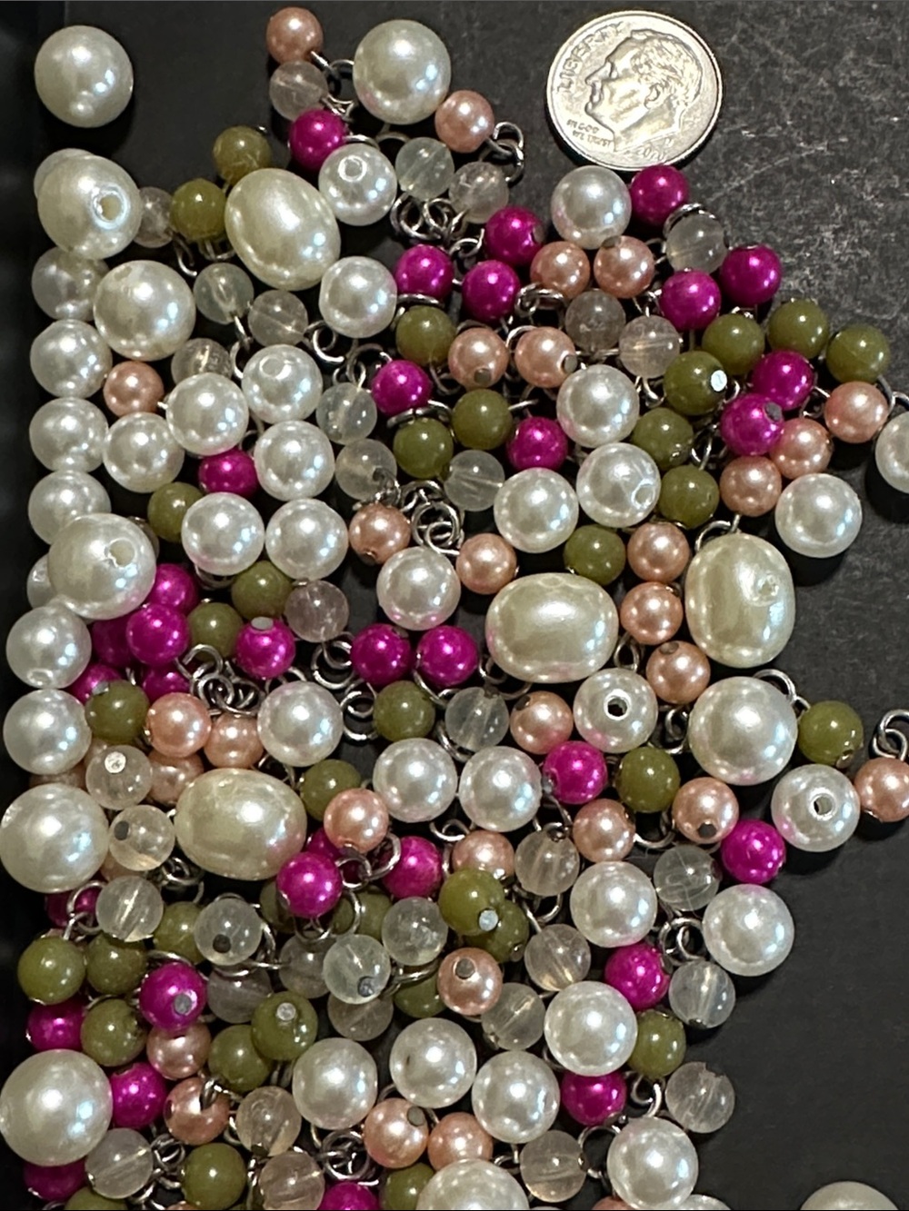 118.  Large Lot of Loose Acrylic Beads & Faux Pearls Some With Loops